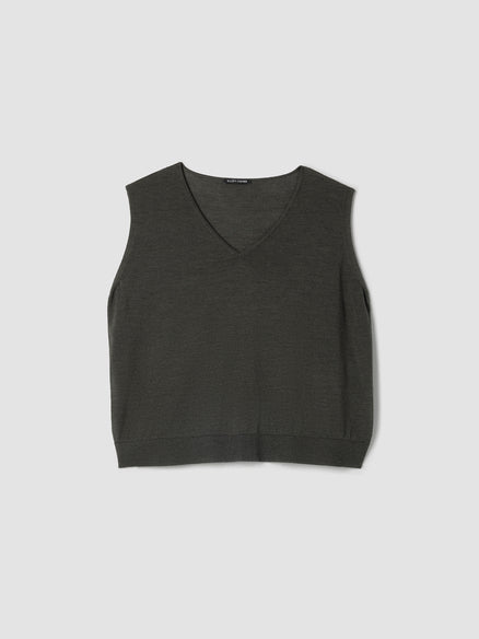 Eileen Fisher Superfine Merino Vest in Regenerative Wool