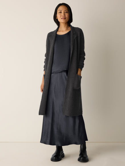 Eileen Fisher Recycled Wool Cashmere Notch Collar Cardigan