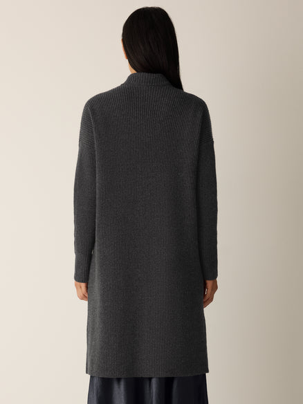 Eileen Fisher Recycled Wool Cashmere Notch Collar Cardigan
