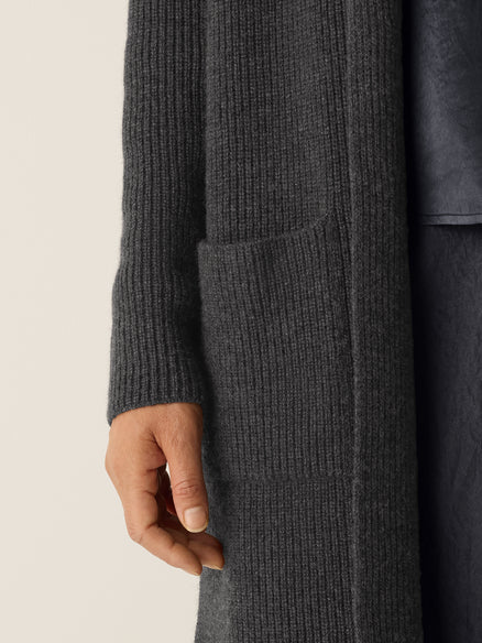 Eileen Fisher Recycled Wool Cashmere Notch Collar Cardigan