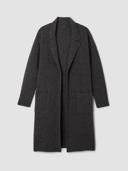 Eileen Fisher Recycled Wool Cashmere Notch Collar Cardigan