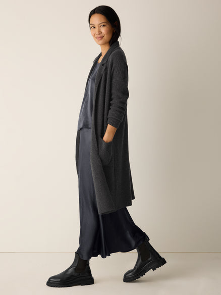 Eileen Fisher Recycled Wool Cashmere Notch Collar Cardigan