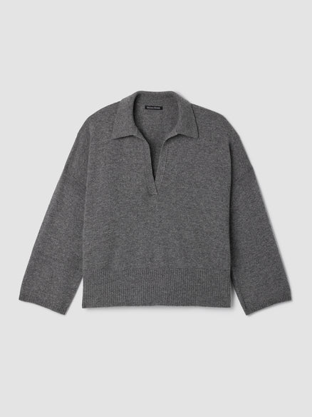 Eileen Fisher Italian Cashmere Split Neck Top