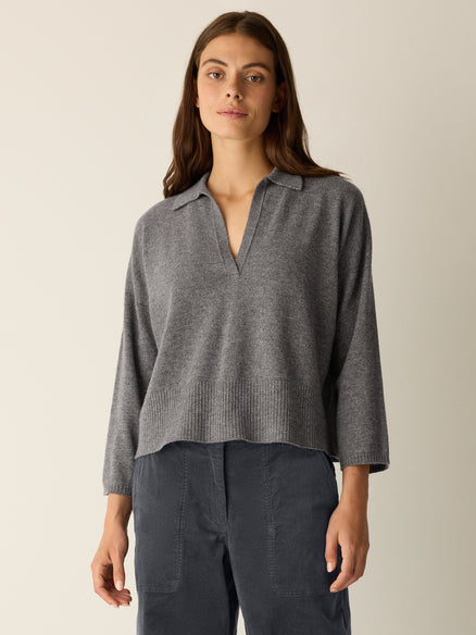 Eileen Fisher Italian Cashmere Split Neck Top