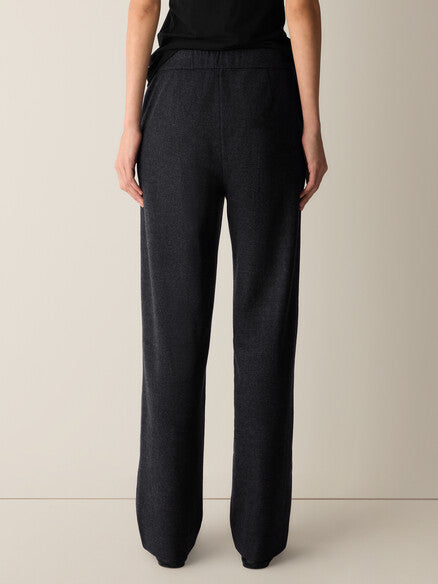 Eileen Fisher Mélange Felted Wool Jersey Full-Length Straight Trouser in Regenerative Wool