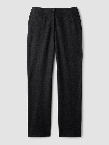 Eileen Fisher Mélange Felted Wool Jersey Full-Length Straight Trouser in Regenerative Wool