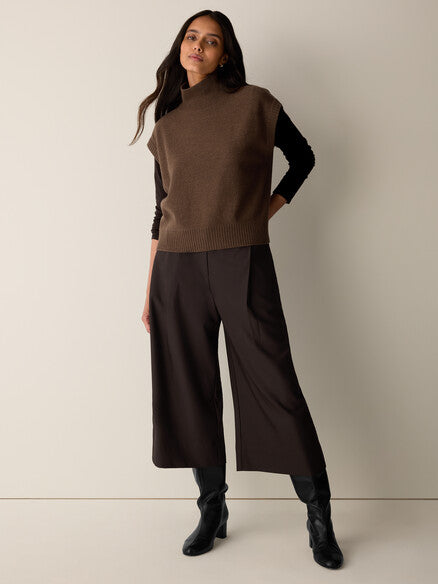 Eileen Fisher Fine Felted Wool Turtleneck Top in Regenerative Wool