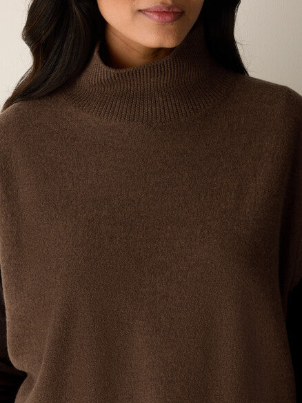 Eileen Fisher Fine Felted Wool Turtleneck Top in Regenerative Wool