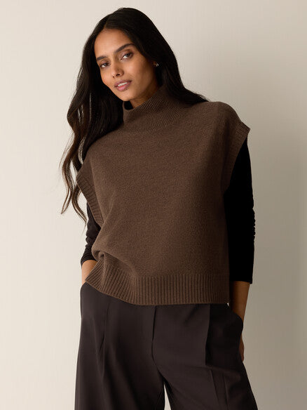 Eileen Fisher Fine Felted Wool Turtleneck Top in Regenerative Wool