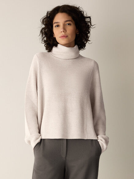 Eileen Fisher Italian Merino Turtleneck Top in Regenerative Wool