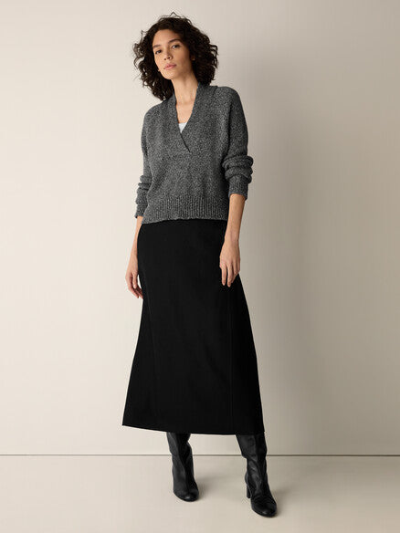 Eileen Fisher Peruvian Baby Alpaca & Cotton V-Neck Top