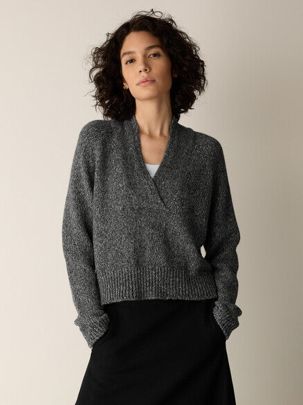 Eileen Fisher Peruvian Baby Alpaca & Cotton V-Neck Top