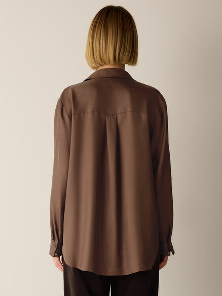 Eileen Fisher Silk Twill Classic Collar Shirt