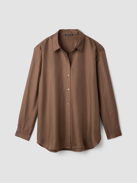 Eileen Fisher Silk Twill Classic Collar Shirt