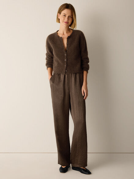 Eileen Fisher Mohair Plush Mélange Crew Neck Cardigan