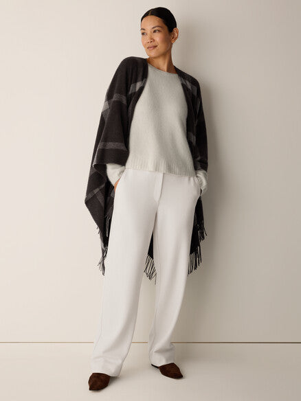 Eileen Fisher Soft Wool Plaid Serape