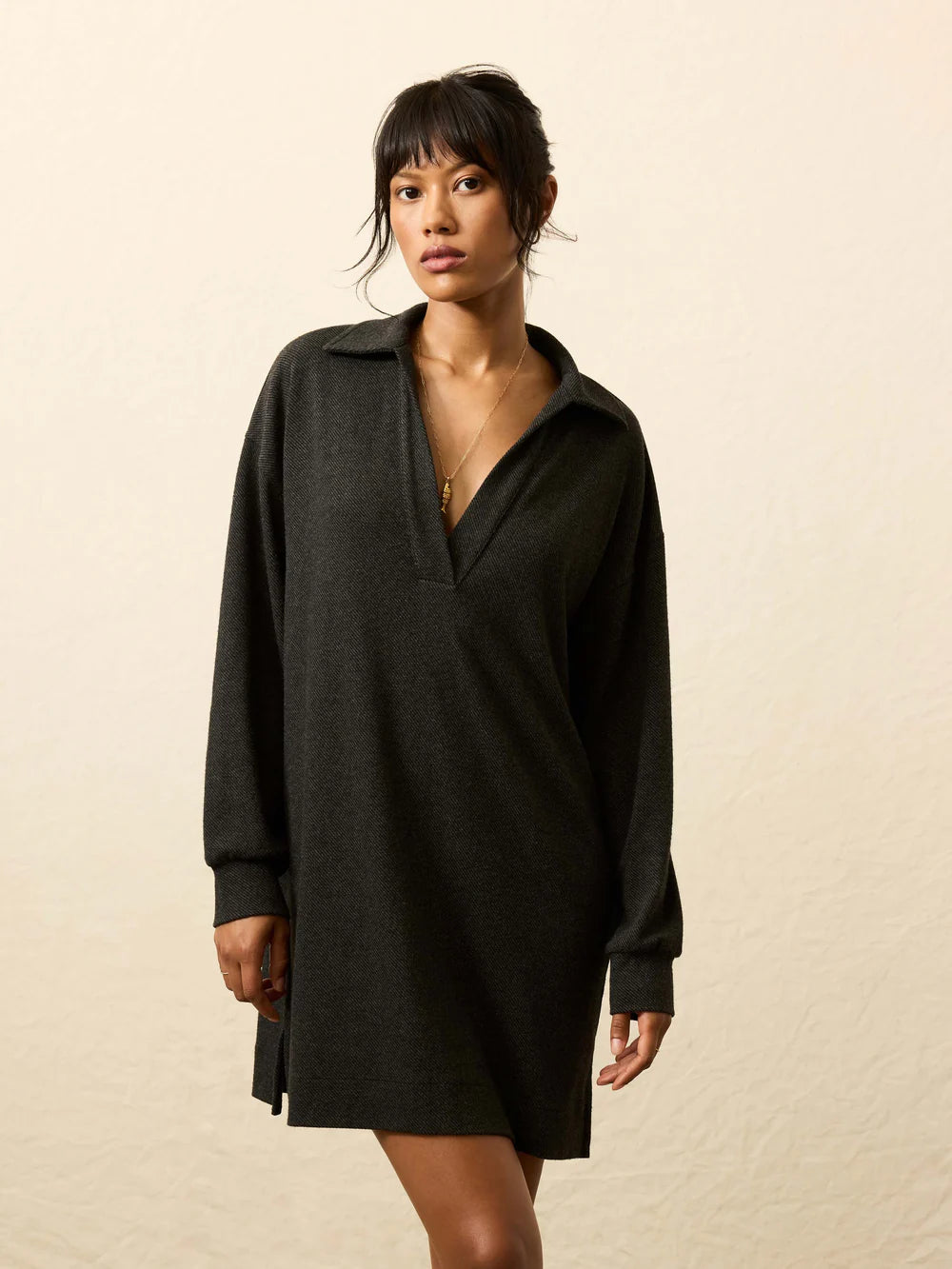 Faherty Legend™ Sweater Hudson Dress - Heathered Black Twill