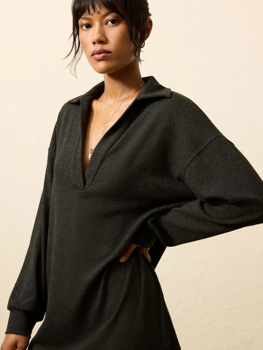 Faherty Legend™ Sweater Hudson Dress - Heathered Black Twill