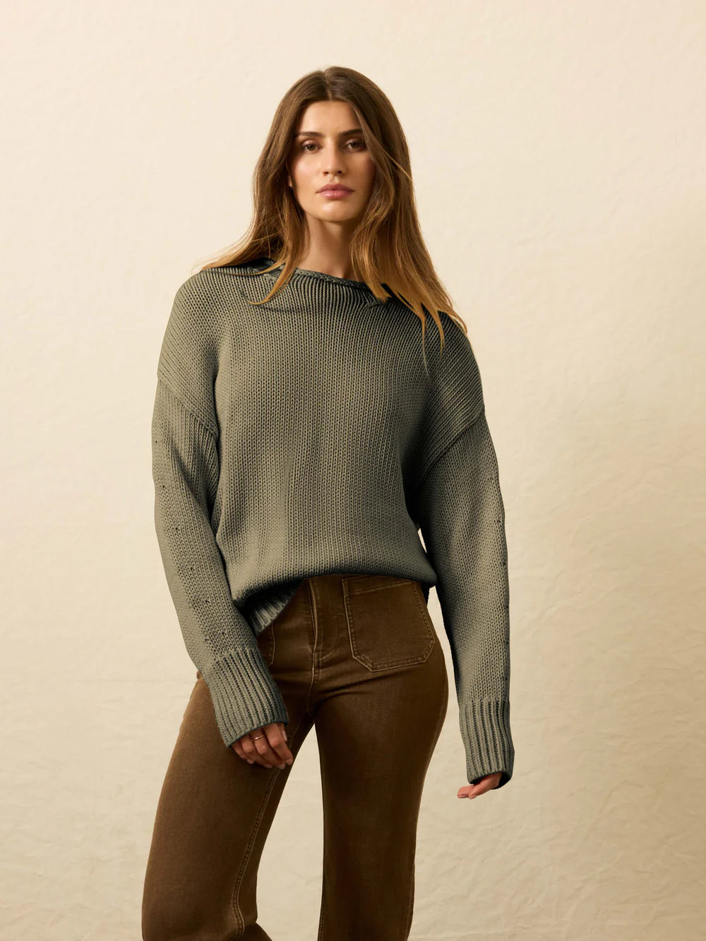 Faherty Sunwashed Cotton Roll Neck Sweater