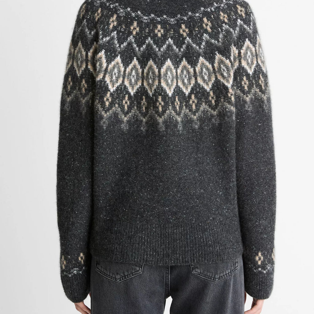 Vince Fair Isle Donegal Cashmere Turtleneck Sweater