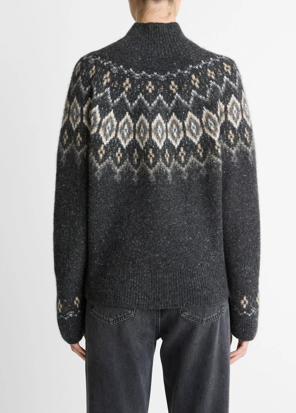 Vince Fair Isle Donegal Cashmere Turtleneck Sweater