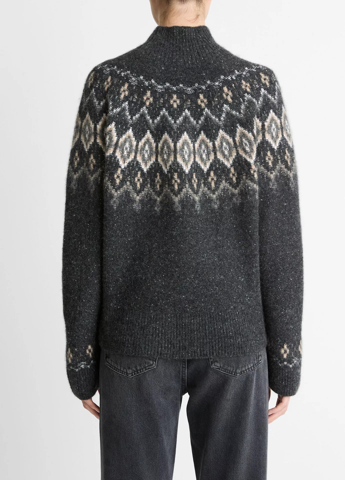 Vince Fair Isle Donegal Cashmere Turtleneck Sweater