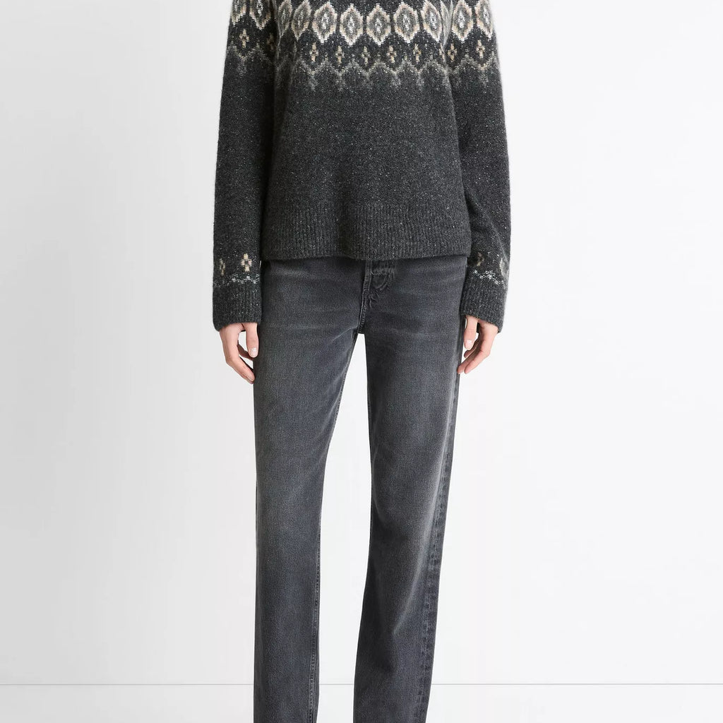 Vince Fair Isle Donegal Cashmere Turtleneck Sweater