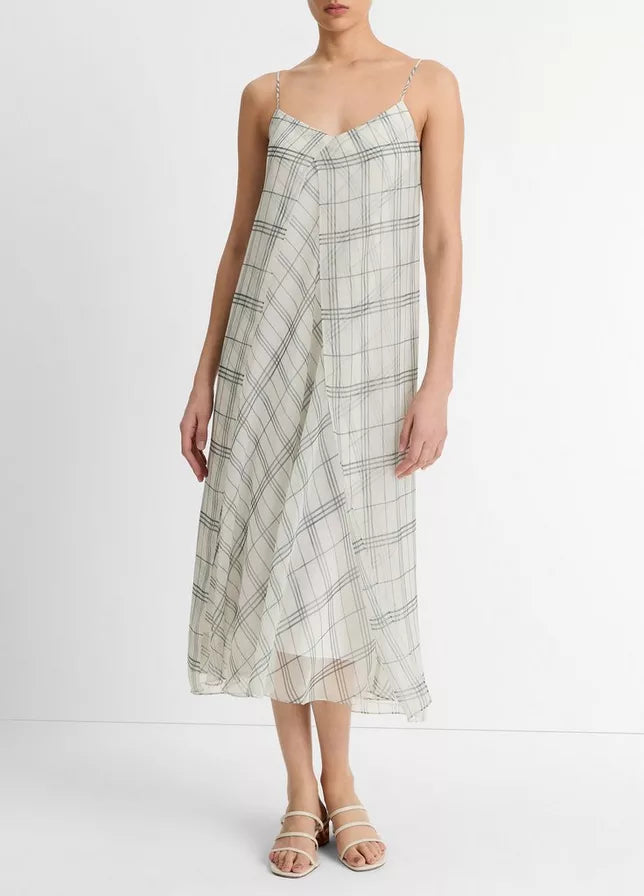 Vince Fenced Plaid Layered Dress