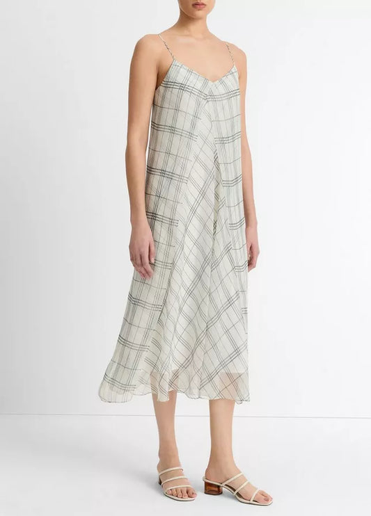Vince Fenced Plaid Layered Dress