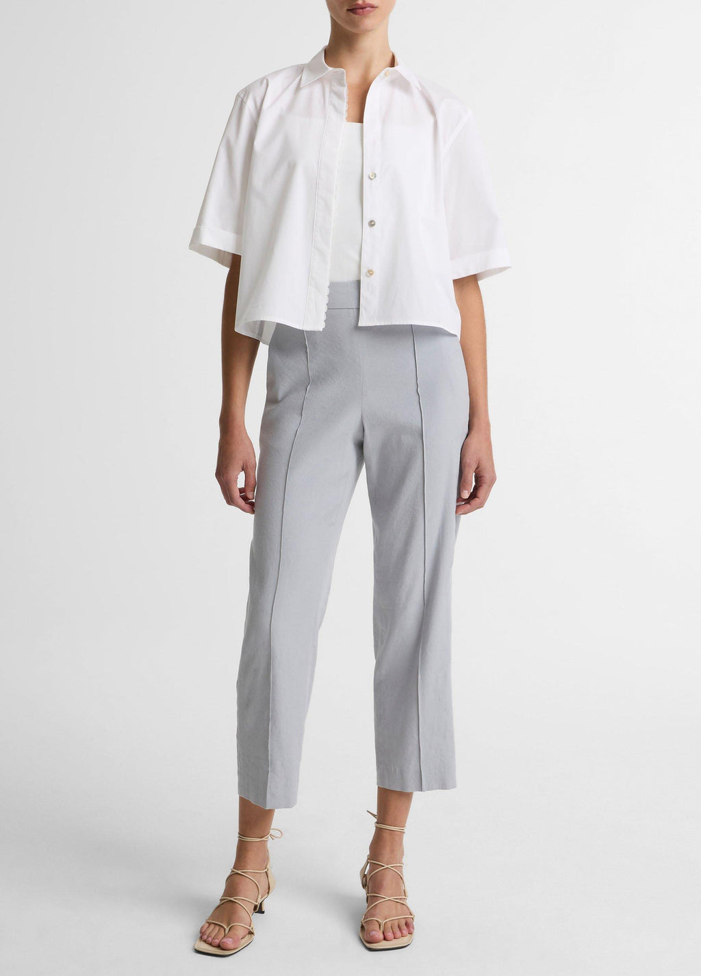 Vince Grace Mid-Rise Linen-Blend Pull-On Pant