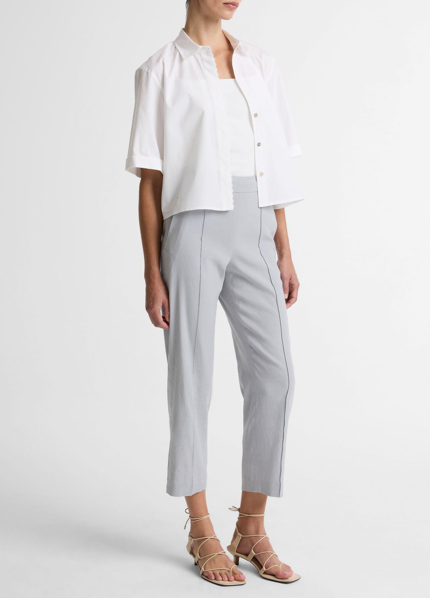 Vince Grace Mid-Rise Linen-Blend Pull-On Pant