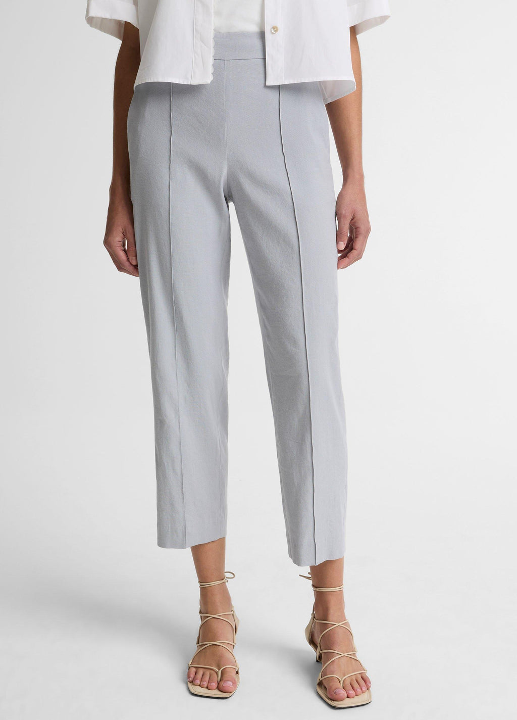 Vince Grace Mid-Rise Linen-Blend Pull-On Pant