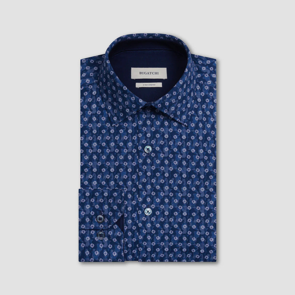 Bugatchi Jimmy Double-Sided Geometric & Solid OoohCotton® Shirt