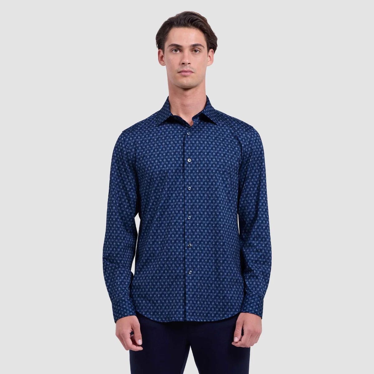 Bugatchi Jimmy Double-Sided Geometric & Solid OoohCotton® Shirt