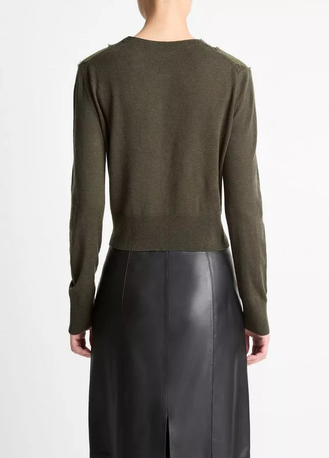 Vince Hand-Cut Argyle Wool-Blend Cardigan