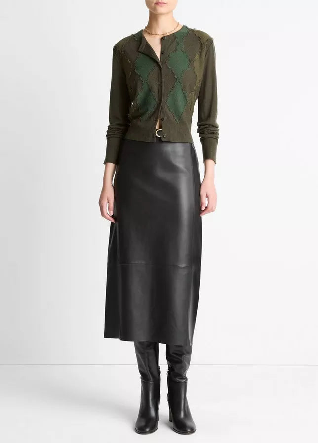 Vince Hand-Cut Argyle Wool-Blend Cardigan
