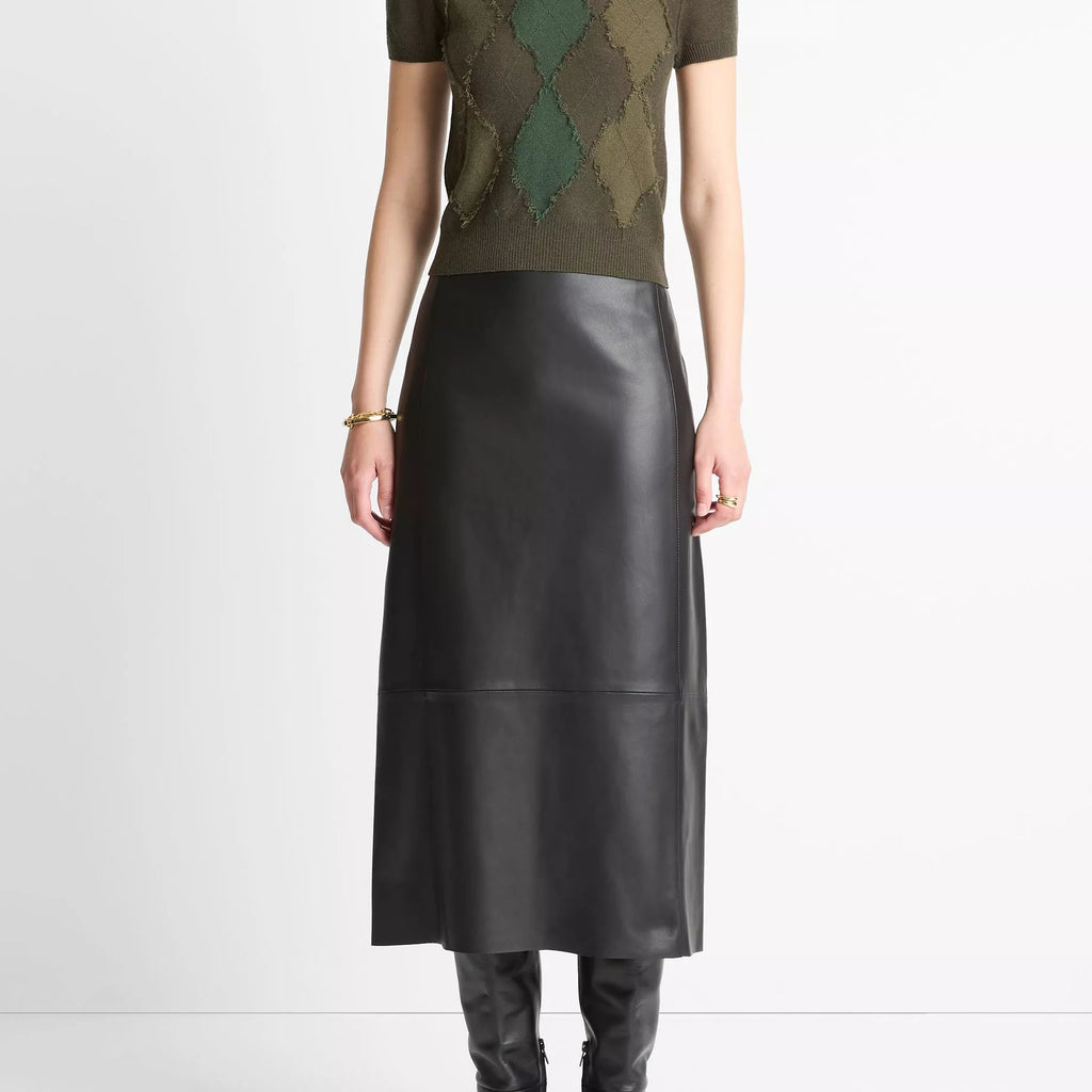 Vince Hand-Cut Argyle Wool-Blend Short-Sleeve Sweater