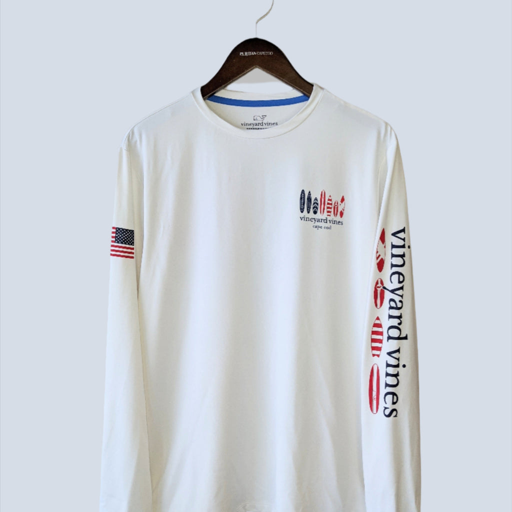 Vineyard Vines Cape Cod Americana Surfboards Long-Sleeve Harbor Performance Tee