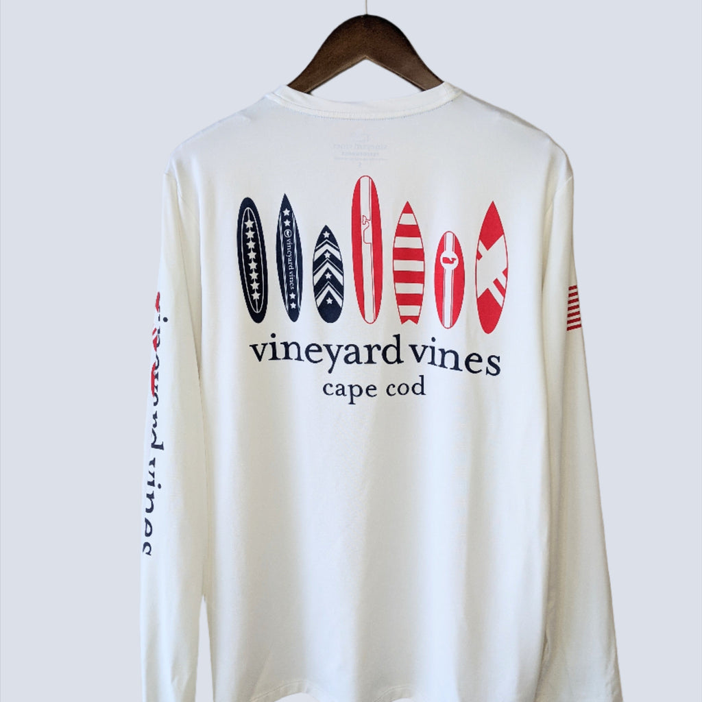 Vineyard Vines Cape Cod Americana Surfboards Long-Sleeve Harbor Performance Tee
