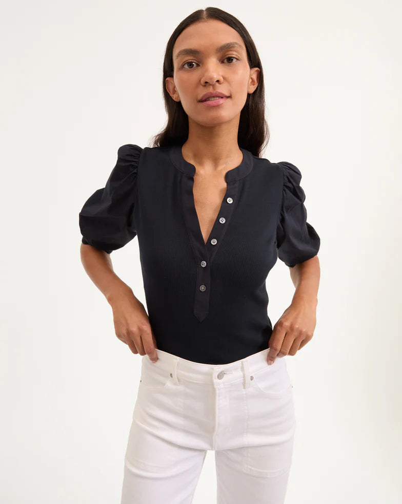 Veronica Beard Coralee Puff-Sleeve Top