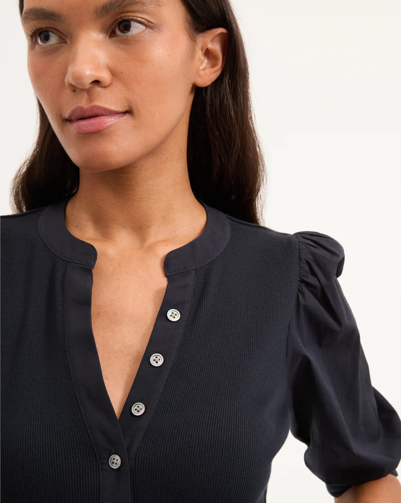 Veronica Beard Coralee Puff-Sleeve Top