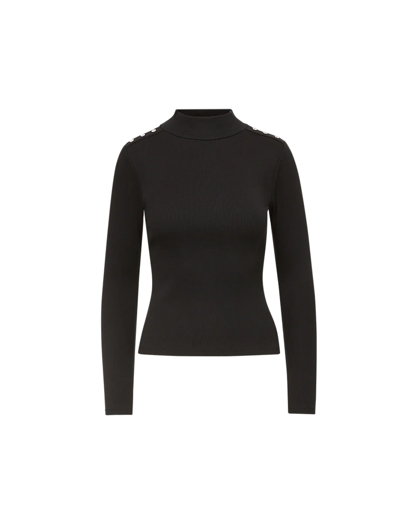 Veronica Beard Nate Mockneck Top With Buttons