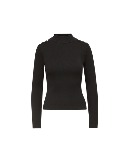 Veronica Beard Nate Mockneck Top With Buttons