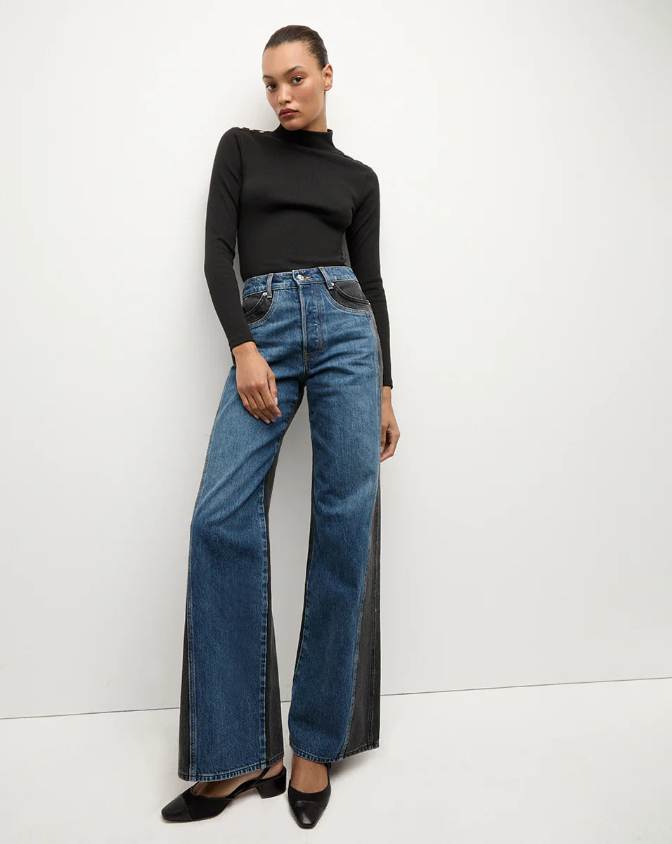 Veronica Beard Nate Mockneck Top With Buttons