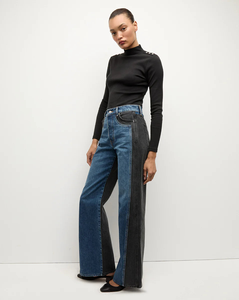 Veronica Beard Nate Mockneck Top With Buttons