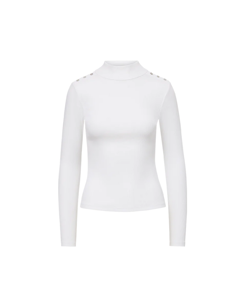 Veronica Beard Nate Mockneck Top With Buttons