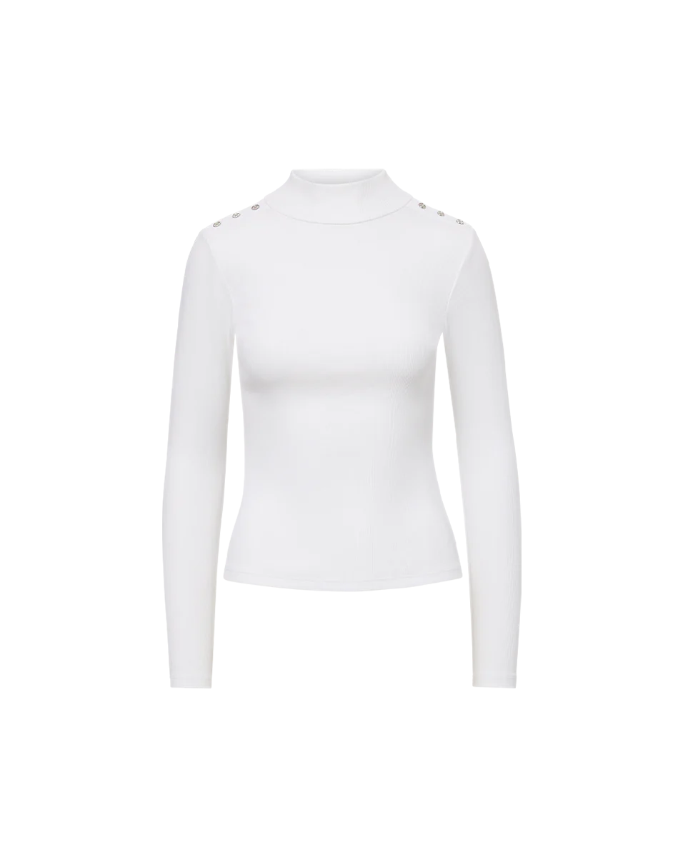 Veronica Beard Nate Mockneck Top With Buttons