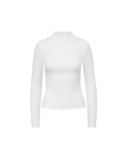 Veronica Beard Nate Mockneck Top With Buttons