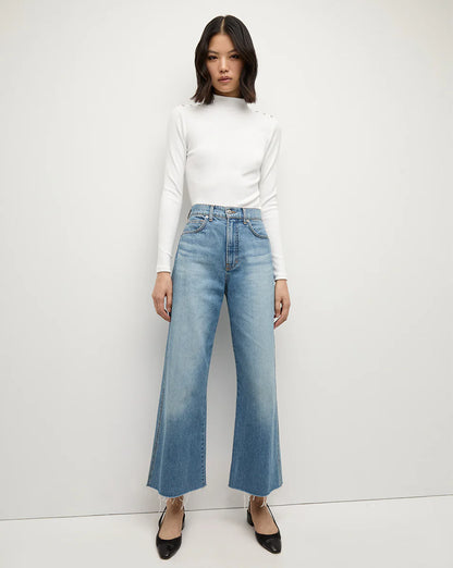 Veronica Beard Nate Mockneck Top With Buttons