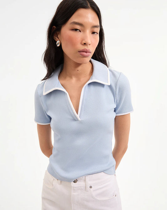 Veronica Beard Kearney Tee With Contrast Piping